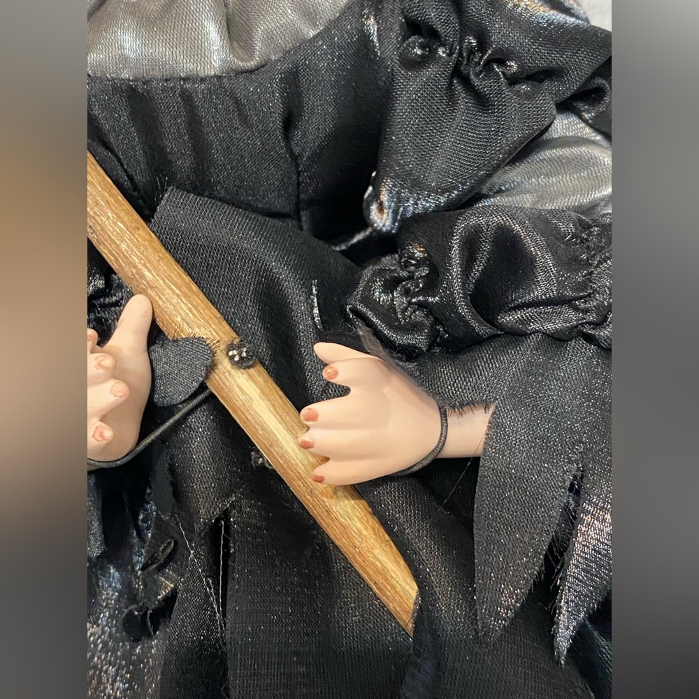 Witch Doll with Broom and Black Hat Halloween - Picture 8 of 13